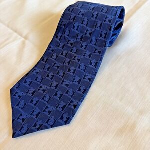 Walt Disney World Silk Neck Tie Blue Black Small Mickey Mouse Silhouettes 3.75"